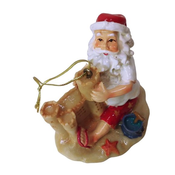 Bundle Lot of 6 Santa Claus Christmas Ornaments Beach Surfer Sandcastle Chill - Picture 6 of 11